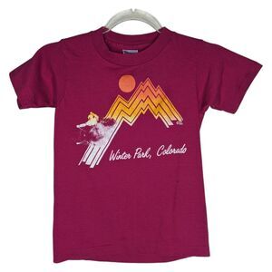 Vintage Winter Park Skiing Colorado T Shirt Kids Youth Size Small 6-8 Retro 1982
